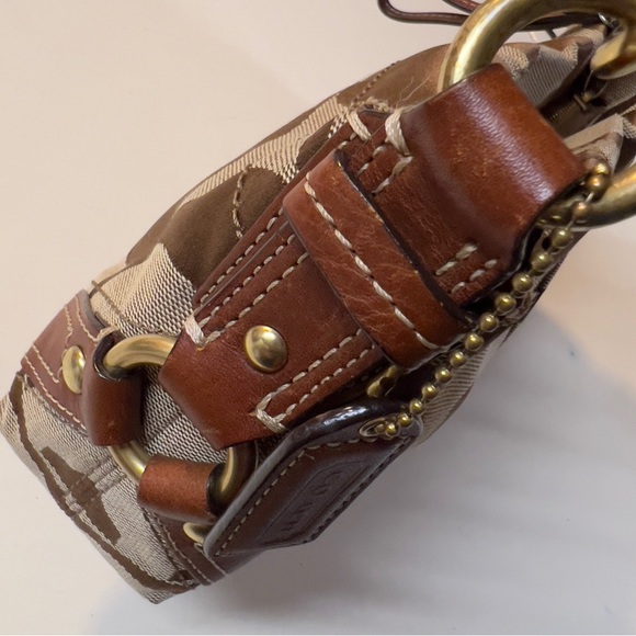 Coach Vintage Y2K Brown Big C Logo pattern Canvas Small Shoulder Wristlet Bag - Picture 5 of 16